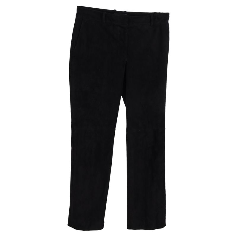 Joseph Mid-Waist Straight-Leg Trousers In Black Cotton